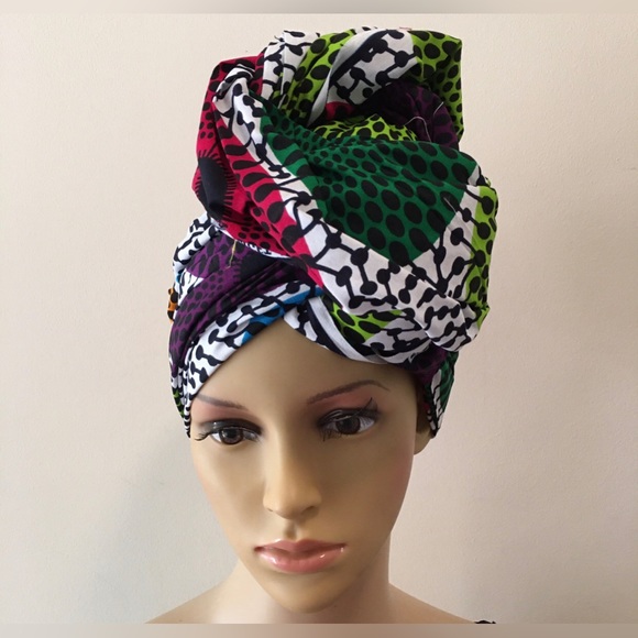 African Print Ankara Multicolor Handmade Headwrap - Picture 2 of 3
